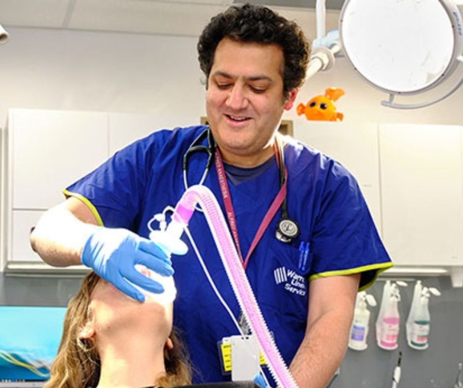 General anaesthesia for dental work-patient getting ready for General anaesthesia at healthy smiles Blackburn
